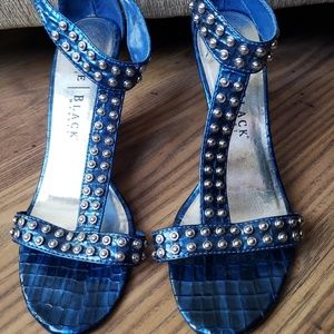 WHBM Blue Faux Croc High Heel Sandal
